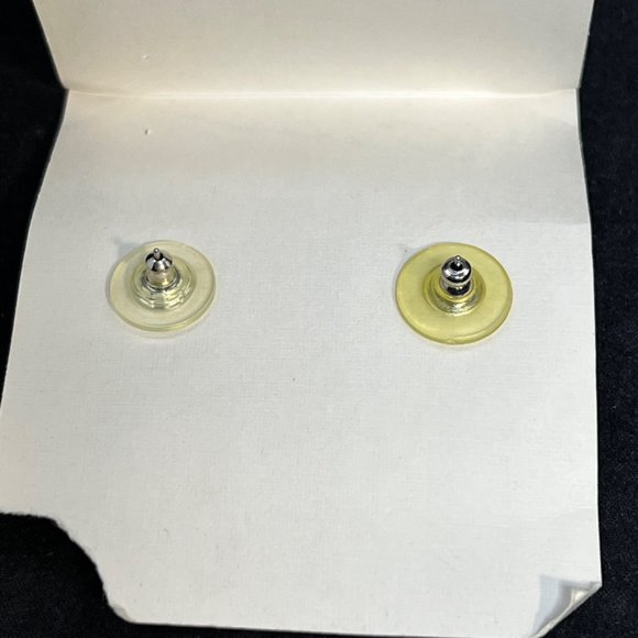 Vintage Oulu Yellow, Green, Red & Blue Glass Fused Pierced Earrings (3259) - Picture 5 of 6